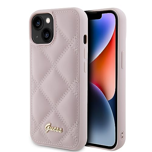 Coque iPhone 15 Guess Rose Coque Rigide Protection Logo Métal Matelassé 6.1
