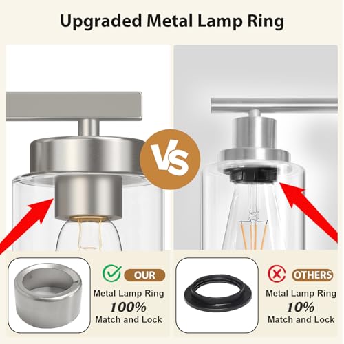 Image of IZORRO Bathroom Light Fixtures, Modern Vanity Lights, Bathroom Lighting Fixtures Over Mirror with Clear Glass Shade, Wall Sconce for Living Room Cabinet Bedroom (Brushed Nickel, 5-Light)