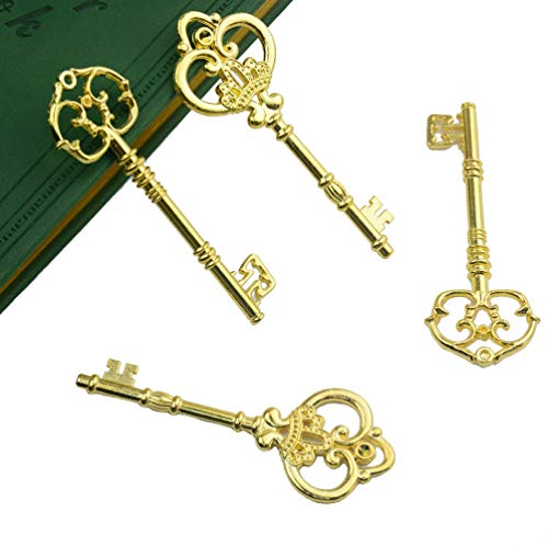 Makhry Mixed 20 Extra Large Gold Finish Skeleton Keys Rustic Key For Wedding Decoration Favor(Gold) #TOP1