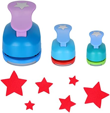 TECH P 3 PCS 1.5",1",5/8" Star Shape Craft Punch Scrapbook Paper Cutter Hole Punch Set Hand Press Paper Craft Punch,Card Scrapbooking Engraving Kid Cut DIY Paper Craft Punch
