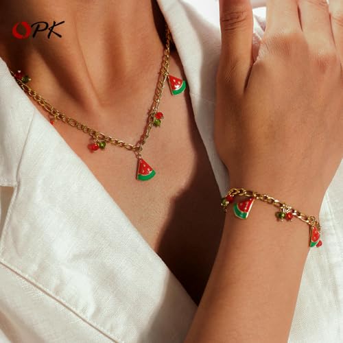 Pulseras de sandía de acero inoxidable joya de frutas mujer 2