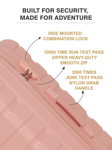 Image of Teakwood MA Trolley Bag, Hard with Zipper Closure, Adjustable Push Button & Cross Side Strap, Number Lock System 360 Degree (Rose, Set of 3)