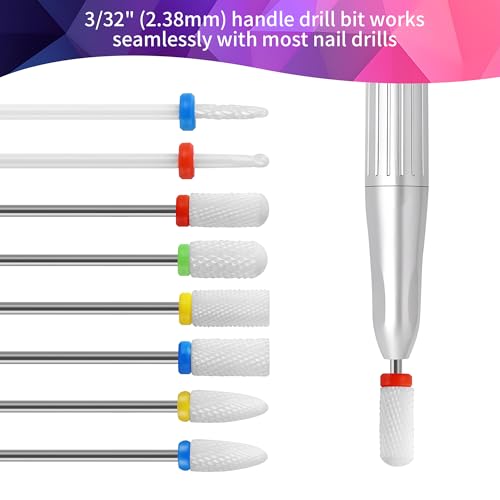 26 Stück Nagelfräser Bits Set mit 8 Keramik Nagelfräser Aufsätzen, Nagelfräser Aufsätze, Nagelfräser Bits, für Profis & Einsteiger, geeignet für Nagelstudio (26 Stück)