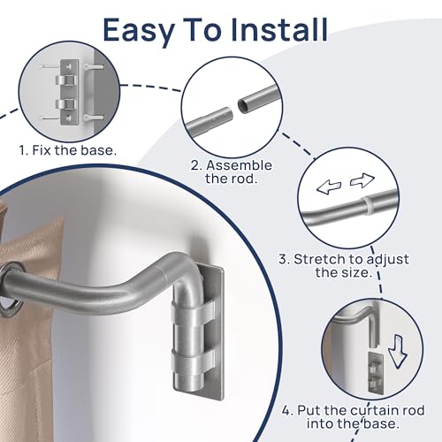 Image of ENJOYBASICS 48-84 inch Wrap Around Curtain Rod, Quick Curtain Change, Silver