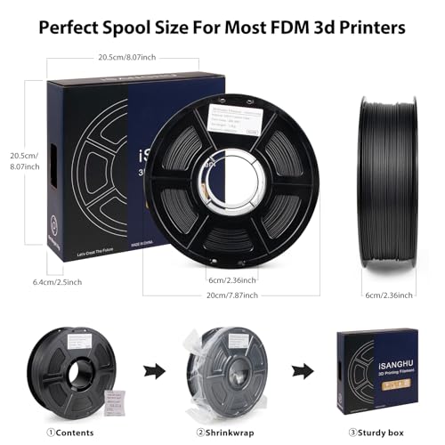 Image of Carbon Fiber Reinforced PPA Nylon, Low Moisture Sensitive Reinforced PPA-CF 3D Printer Filament, Carbon Fiber Filament for Industrial Engineering Printing, 1kg (2.2lbs) Spools