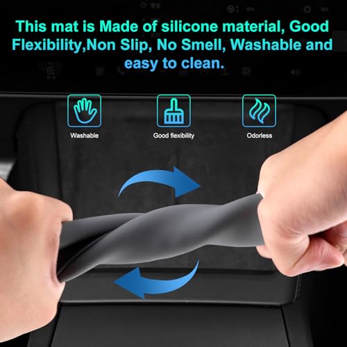 FDAIUN for Tesla Model 3 2024 Silicone Material Wireless Charging Protective Pad Center Controls Cell Phone Automobile Pads Mats (Grey)
