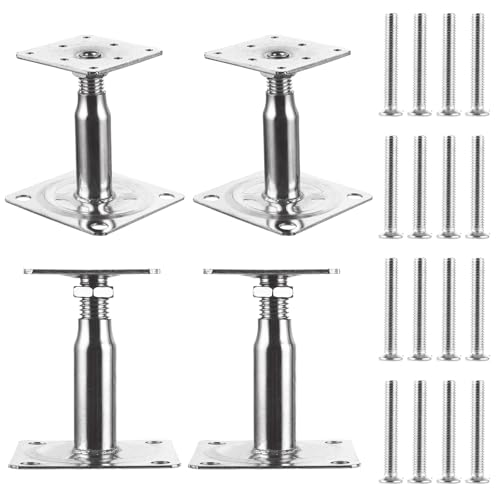 AKOLAFE Lot de 4 Pied de Poteau Reglable 150 à 190 MM Support de Poteau Reglable Support poteau Bois Galvanisé avec Vis 75 x 95 mm Embase Pied de Poteaus Vissé pour...