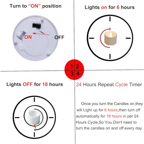 Image of Flickering Flameless Led Tealight Candles with Timer, 6 Hours On and 18 Hours Off in 24 Hours Cycle Automatically Battery Votive Candles for Home Decoration,12 Pack,Warm White