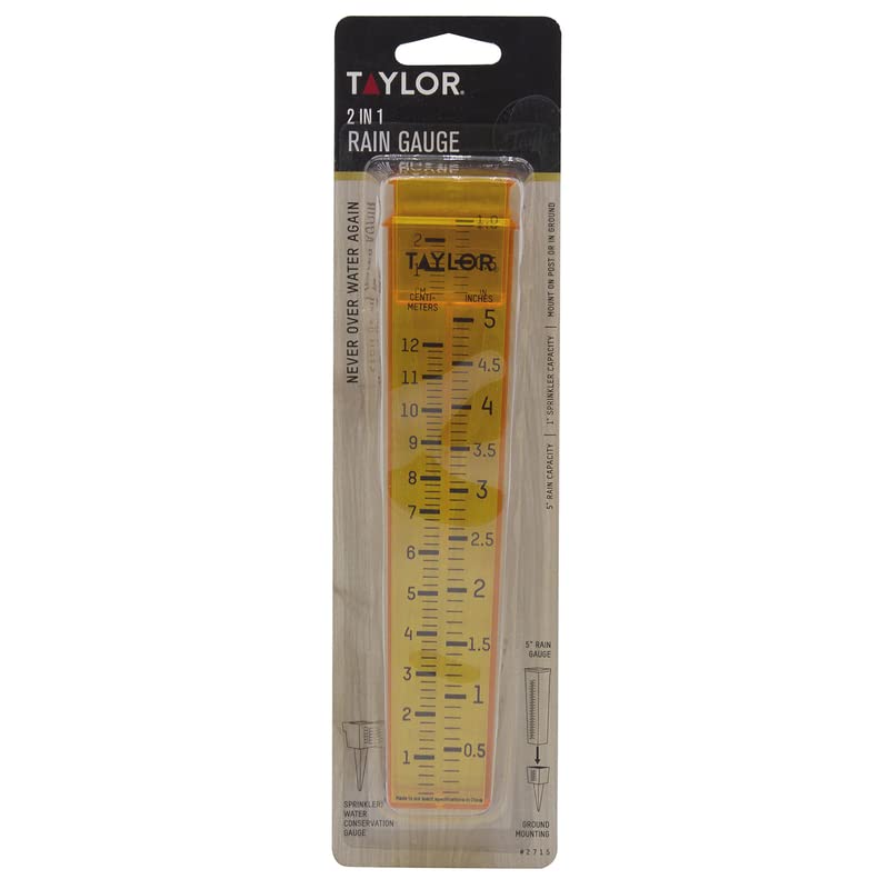 Taylor 2 For 1 Sprinkler And Rain Gauge 7-3/4" H X 1-1/8" Base Black