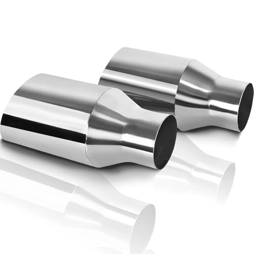 MuRealy 2.5 Inch Inlet Exhaust Tip 2.5 Inlet 4 Outlet 9 Overall Length Stainless Steel Rolled Edge Tailpipe Chrome Exhaust Tips Weld-On 2 Pack
