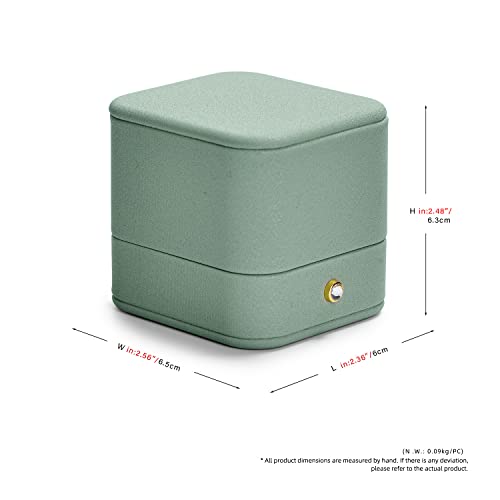 Green Leather Ring Gift Box Jewelry Gift Box Small Ring Case for Engagement,Proposal,Wedding,Birthday Gifts(Green)