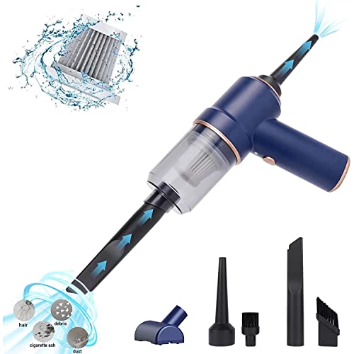 Car Vacuum Cleaner Cordless,Handheld Vacuum Wireless &Air Duster,Hand Held Vacuuming with 9000PA Suction 120W High Power,Portable Mini Vacuum Cleaner with LED Light for Car/Home/Office (Blue)
