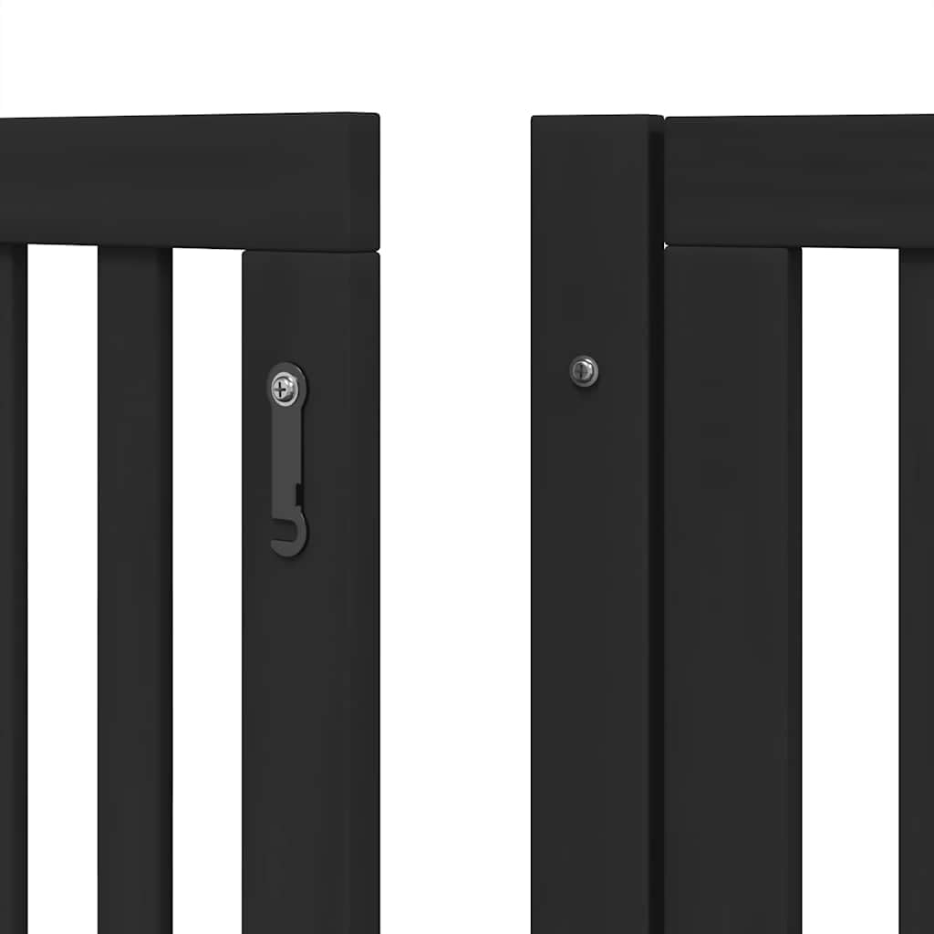 Puerta plegable para perros de 8 piezas con puerta de madera de álamo, rejilla plegable para perros con puerta con cerradura para seguridad de mascotas, puerta para perros sin taladrar