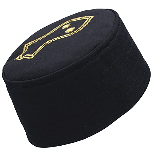 Modefa Turkish Islamic Men's Structured Kufi Hat - Round Skull Cap Takke - Sturdy Ottoman Tughra & Sandal