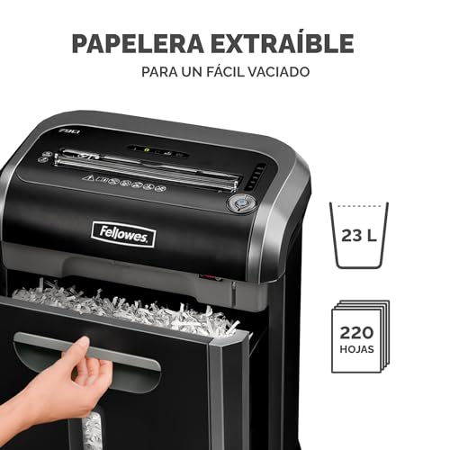 Fellowes 79Ci - Trituradora de Papel, Corte en partículas, destruye hasta 16 Hojas, Nivel de Seguridad DIN-P4, destructora de Papel 100% Anti-Atascos, Papelera 23L, Color Negro - imagen 7