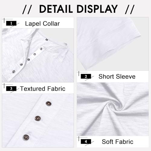 Angbater Mens Short Sleeve Henley Shirts Casual Button T-Shirts Lightweight Basic Cotton Tops4