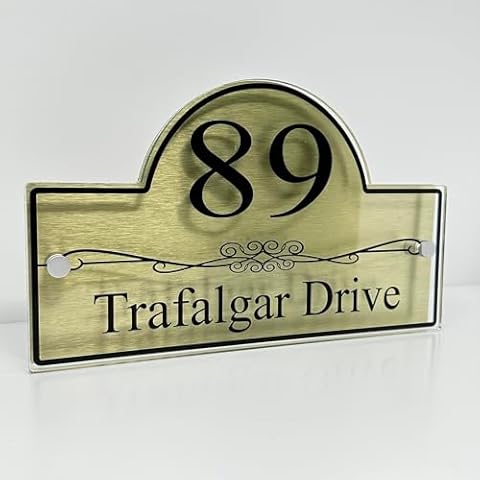 The Trafalgar Brushed Gold House Sign Cover
