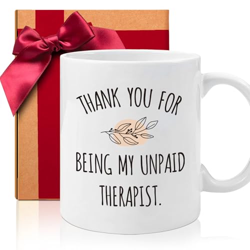 Taza de agradecimiento para terapeuta, diseño redondo, color blanco miniatura 1