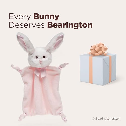 Image of Bearington Baby Wee Cottontail, 8 x 7 Inch Small Bunny Stuffed Animal, Security Blanket for Babies, Pink Bunny Lovey for Baby Girl