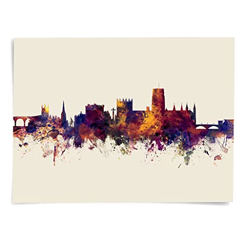 Durham England Skyline Cityscape art print poster, unframed 