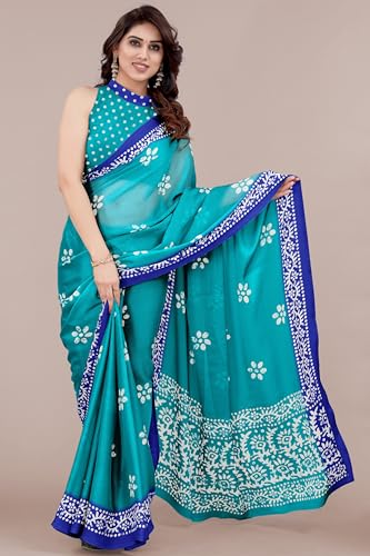 Image of MIRCHI FASHION Saree for Woman Chiffon Batik Printed | Lightweight Daily Wear Women's Office Sari with Blouse Piece (Available in 40 Colours)