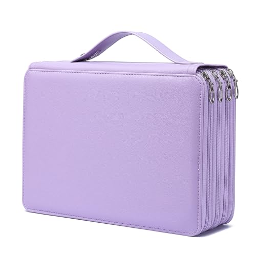 Image of YOUNGCOL 200 Slots Colored Pencil Case Color Pencil Organizer Storage Large Capacity Pencil Holder (Purple, 200 Slots)