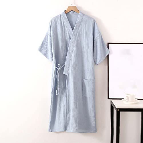 Robes for Men Soft Short Sleeve Wrap Style Mid-Length Lounge Bathrobe Lightweight Wrap Style Loungewear Nightwear2