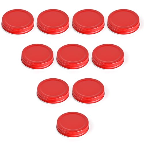 DEPAADER 10Pcs Mason Jar Sealer Lids Red, Compatible with Electic Vacuum Seales, 100% Fit 70mm Wide Rugular Mouth Mason Jars