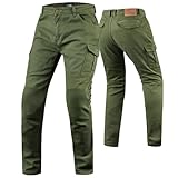 J.A.G. Motorcycle Cargo Pants for Men – Slim Fit Riding Jeans Twill Fabric, CE Level 2 Armor & Aramid Protective Lining Olive Green