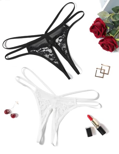 Image of Avidlove Women Lace Panties Floral Lace Briefs Mesh Hollow Out G-String Thongs T-back Underwear 1-4 Pack