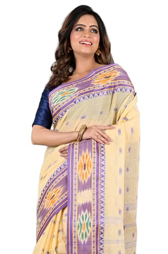 Image of eC ESHA'S COLLECTION Women's Traditional Pure Cotton Katki Tant Saree Without Blouse Piece
