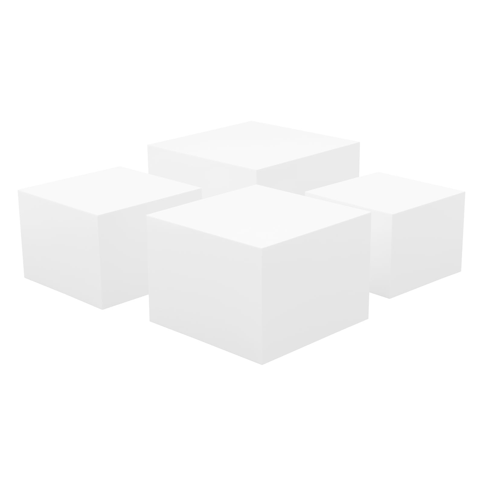 Juego de 4 soportes para tartas de acrílico blanco, cuadrados, en 4 tamaños (8, 9, 10, 12 pulgadas), soporte apilable para cupcakes, para bodas, cumpleaños, fiestas, panaderías, etc