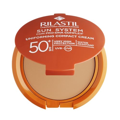 Rilastil - Sun System Base Compacta SPF 50+, Fotomaquillaje con Filtros Físicos, Corrige Imperfecciones y Unifica, Tono Dore - 10 g