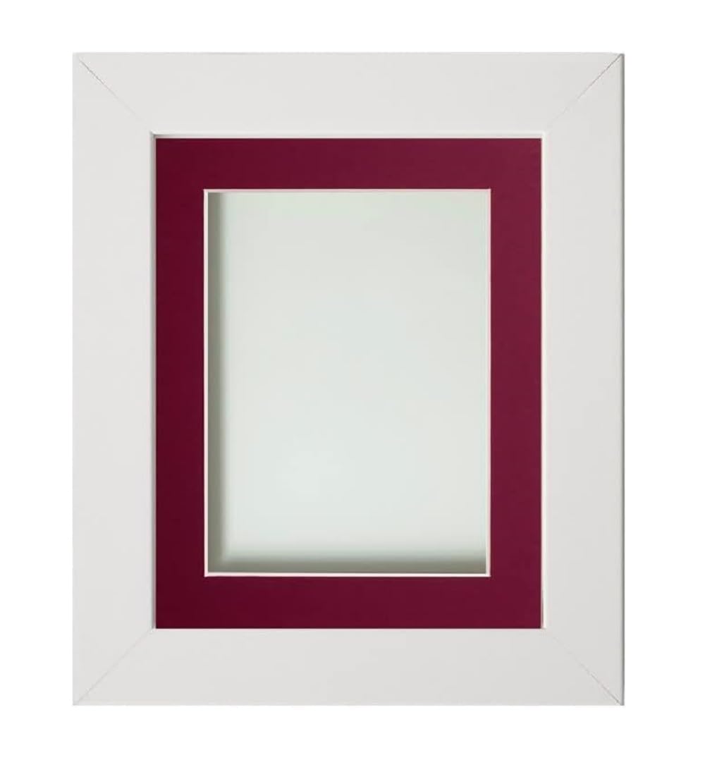 Frame Company Watson White Picture Photo Frame fitted with Perspex, 12x10 inch with Plum Mount for image size 8x6 inch