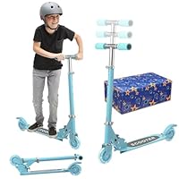 Scooters for Kids 3-5, Kick Scooter Foldable, 2 Wheel Scooter with Fun Light Up Wheels, 24-28 Adjustable Handlebar, Heavy Duty Steel Frame, Smooth Riding, Outdoor Toys Boy Birthday Gift, Max 90 lb