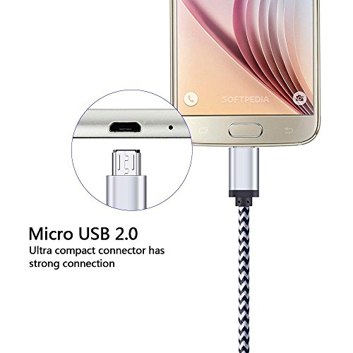 Android Charger Cable, FiveBox 5-Pack 6ft Micro USB Cable Cord Braided Fast Charging Phone Charger for Samsung Galaxy J3 J7 S6 S7 Edge, Tablet, LG stylo 2/3 LG G3 G4 K30 K20 Plus, Kindle Fire 7 8 10