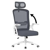 naspaluro Sedia da Ufficio Ergonomica con Schienale Alto, Sedia Scrivania a Rete Traspirante con Poggiatesta Regolabile, Supporto Lombare, Braccioli Ribaltabili e Cuscino Confortevole, Blu scuro