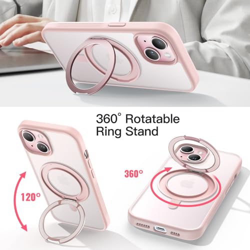 Image of JETech 360 Rotatable Ring Stand Case for iPhone 15 Plus, Pink