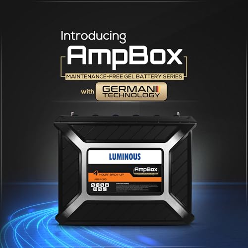 Image of Luminous Ampbox AB24060 Gel Battery for Home, Office & Shops | Tall Tubular Battery | 4hr Backup | Maintenance Free | German Technology | Durable & Reliable | 60 Months Warranty by Luminous