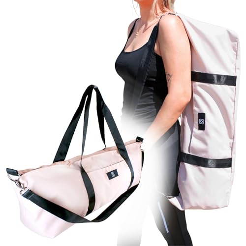 DOJA Barcelona XXL rosa yogamatta väska - stor slitstark och rymlig yogamatta med fickor - Pilatmatta med handtag och axelrem för bekväm transport...