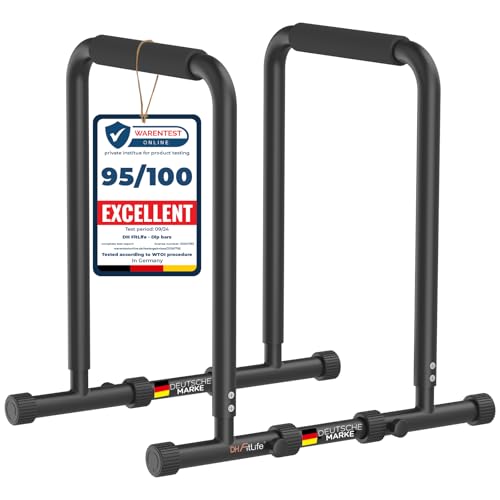 DH FitLife Dip Barren Bars | Dip Station | Krachtstation Fitnessapparaat voor Thuis | Parallettes Calisthenics Trainingsapparatuur | Krachttraining 80-100 cm individueel verstelbaar
