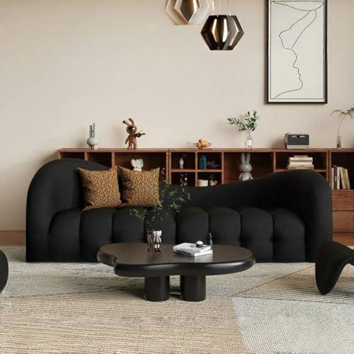 Image of LEGACY OF COMFORT German Curved Sofa Modern Simple Style Living Room Sofa (Black)