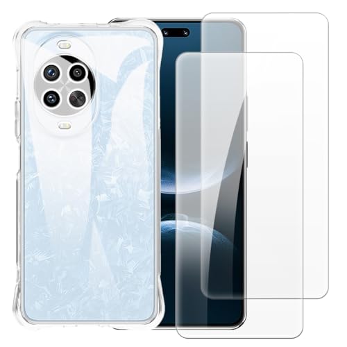 Shantime Hülle mit 2 Stück Schutzfolie Kompatibel mit Huawei Nova 14 Pro 4G, Stoßfeste Abdeckung & Gehärtetes Glas R&um-Schutz(Durchsichtig)