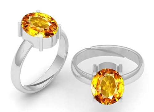Dinjewel YAK-AK-03 6.25 Carat Beautiful Natural Yellow Sapphire Gemstone Oval Cut Statement Silver Ring thumb #3
