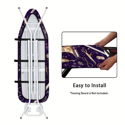 Image of Nuxovilar Purple Sewing Machine Ironing Board Cover 15x54 Polyester | Iron Pad Scorch Guard laundry helper protective board shield home laundry room craft studio (Sewing Machine)