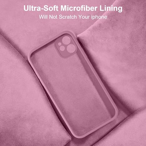 Image of DIZORO Square Candy Liquid Silicone iPhone Case Cover for iPhone 11, All Cube Series with Microfiber Lining Compatible iPhone 11 6.1 inches (Lilac)