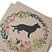German Shepherd Floral Wreath Sympathy Card | Handmade 5x7 Pet Condolences Greeting | Dog Silhouette kraft brown Base Card