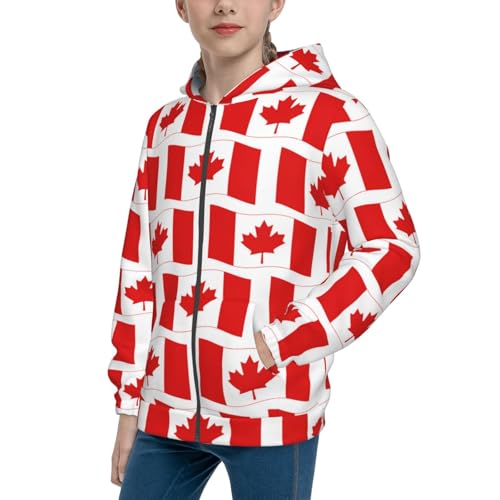 Canada Kid Hoodies Boys Zip Up Sweatshirts Girls Pullover with Pocket