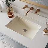 DeerValley DV-1U0085 Ally Rectangular Undermount Bathroom Sink 21'' x 15'' inch Vitreous China Bathroom Undermount Sink with Overflow, Bone