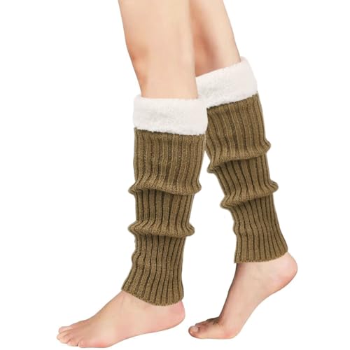 Image of Winter Leg Warmers for Women and Girls Warm Knitted Socks Knitted Wool Crochet Long Boot Socks New Year's Day Socks Christmas Socks